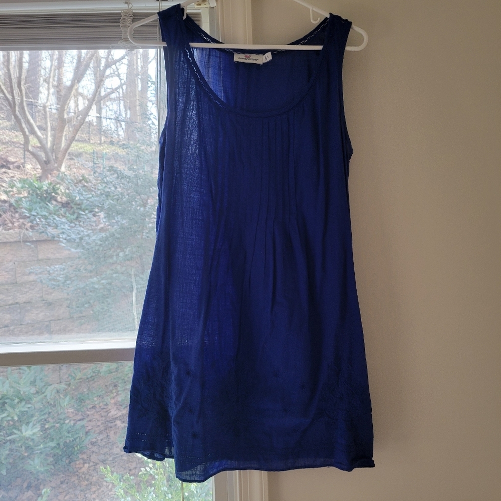 Vineyard Vines women's ROYAL blue SLEEVELESS embroidered Tunic Top SZ small